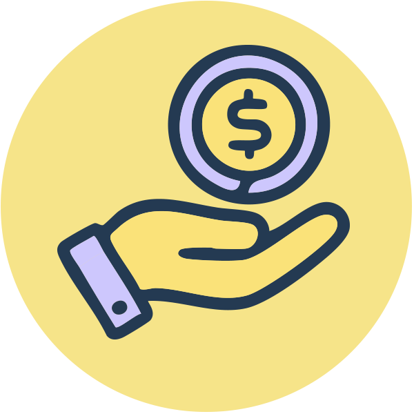 Illustration of a hand holding a dollar sign icon