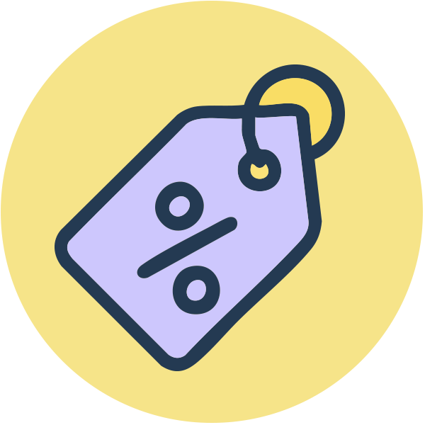 Icon of a price tag with a percentage symbol