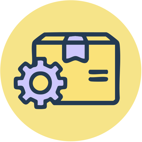 Icon of a box with a gear
